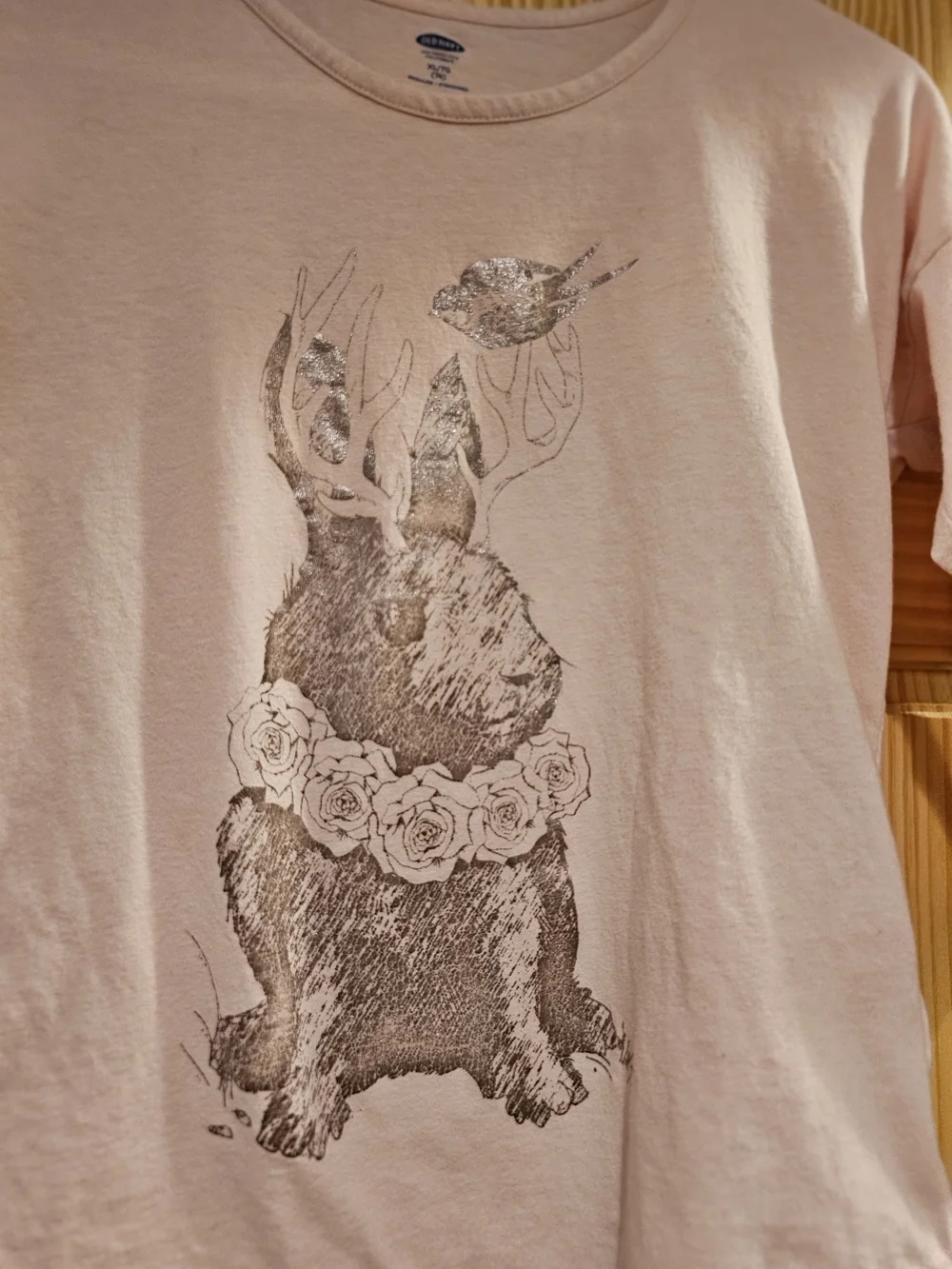 4/$10 Girls 14 Graphic Long Sleeve Tee Bunny XL Pink